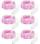 Minetom 6 Pack Fairy Lights Battery Operated String Lights - 7ft 20 LED Waterproof Silver Wire Fi...