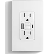 SURAIELEC 15 Amp GFCI Outlet with USB-C & USB-A Ports, GFCI Combo USB Outlet, 5V/4.8A Total Outpu...