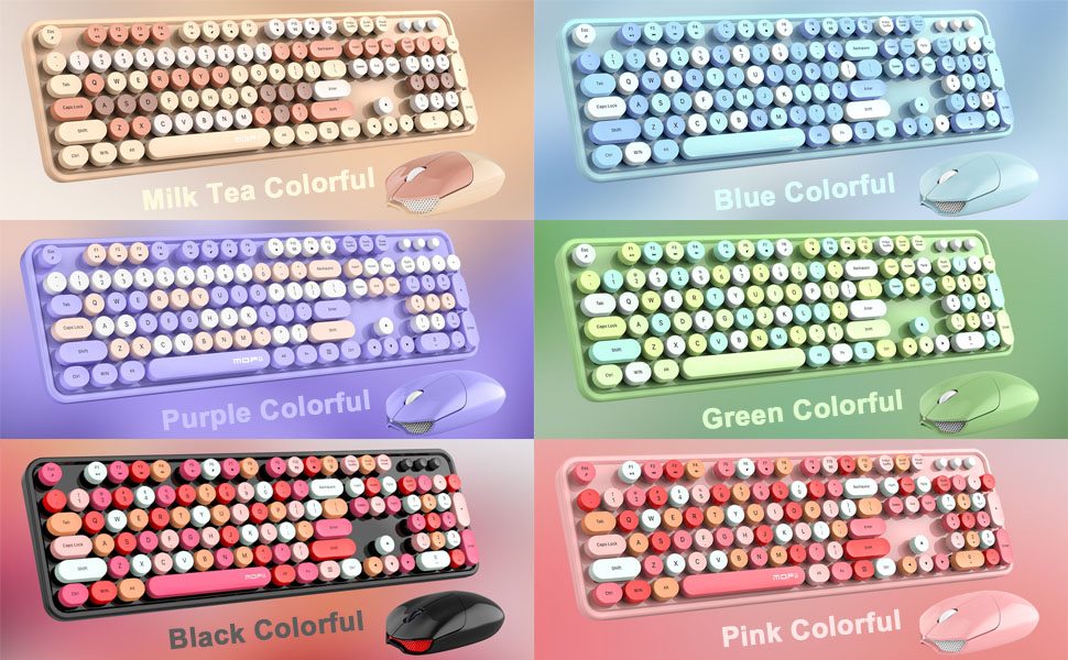 Wireless Colorful Cute Retro Typewriter Keyboards