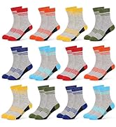 GENTABY Boys Girls Crew Socks-12 pairs Athletic Colorful Cushioned Comfortable Soft Socks for Act...