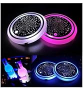 2PCS LED Car Cup Holder Lights, Light up Car Coasters for Cup Holders 7 Colors Changing USB Charg...