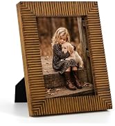Golden State Art 5x7 Solid Wood Frame With Real Bamboo Texture – Tempered Glass, Vintage Handmade...