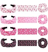 ZhouBoat 12 Pcs Breast Cance Headbands Pink Ribbon Wide Knotted Stretchy Headbands Hair Scrunchie...