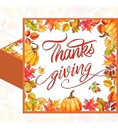 Pack of 50, Thanksgiving Day Napkins, Pumpkin Autumn Leaves Design, Disposable Paper Napkins for ...
