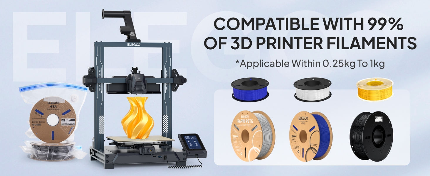 COMPATIBLE WITH 99% OF 3D PRINTER FILAMENTS