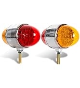 WUSHIXAN 2PCS Amber/Red Double Face 34 LED Watermelon Turn Signal Lights, Plastic Chrome Double F...