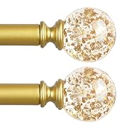 TVWOO Gold Decorative Crystal Curtain Rods 2 Pack:18-45" Heavy Duty Adjustable Window Curtains Ro...