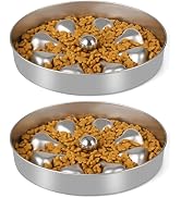 Oiwliur 2-Pack Slow Feeder Bowls - Stainless Steel Metal Bowl for Slow Feeding, Double-Sided Desi...