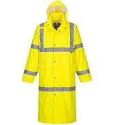 Portwest UH445 Men's Classic Raincoat Waterproof Hi Vis Reflective Long Rain Jacket ANSI Class 3