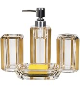 LGURT 4-Piece Gold Bathroom Accessories Set — Soap Dispenser, Soap Dish, Mouthwash Cup & Toothbru...