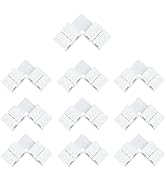 LightingWill 10pcs Pack L Shape Solderless Snap Down 2Conductor LED Strip Connector for Right Ang...