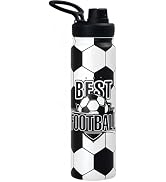 Insulated Stainless Steel Water Bottle with Straw, Soccer Water Bottle 24 oz, Leak-Proof & BPA-Free