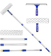 ITTAR Window Squeegee Cleaning Kit with 60" Extension Pole, Rotatable Glass Cleaner Tool 12" Rubb...