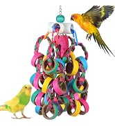 lovyoCoCo Bird Toys Conure Toys,Bird Parrot Foraging Shredder 24 Pcs Colorful Bagel Chewy Rings f...