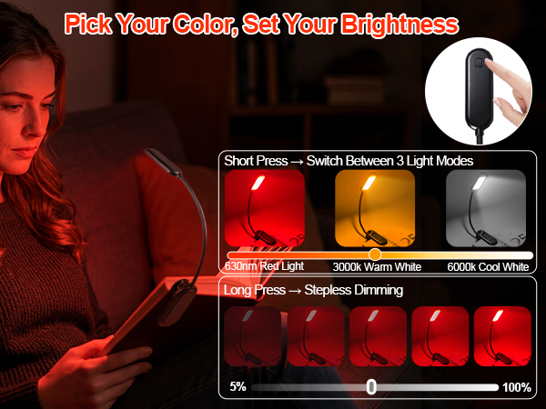 dimmable red light reading light