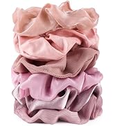 Scrunchies for Women 6PCS Satin Scrunchies for Thick Hair Ultra Textured Soft Silk Scrunchy Hair ...