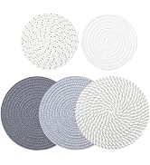 ATREFUU 5Pcs 10in and 7in Trivet Mats Set for Hot Dishes, Cotton Heat Resistant Hot Pads Set for ...