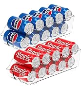 Simple Houseware Soda Can Organizer and Dispenser for Refrigerator / Pantry, Clear, Set of 2