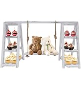 mignonnememe Wooden Cupcake Stand 3 Tier Cake Pop Stand Dessert Table Display Set with Serving Tr...