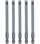 HARFINGTON 5pcs SL6 Magnetic Slotted Screwdriver Bits 6mm S2 Steel Flat Head Screwdriver Bit 1/4"...
