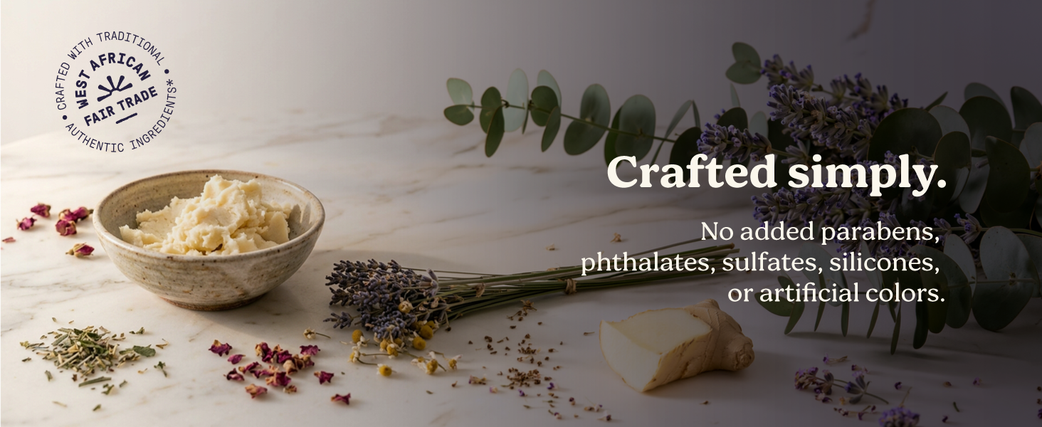 Traditionally handcrafted in Ghana using Authentic Black Soap techniques