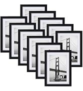 CRUGLA 5x7 Picture Frames Set of 11, Display Pictures 4x6 with Mat or 5 by 7 without Mat, Wall or...