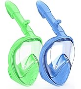 Ezire Kids Snorkel Mask Full Face, Snorkeling Gear for Kids 2-14 with Camera Mount, 180 Degree Pa...