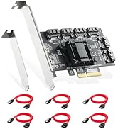Binardat PCIE X4 to SATA Card 6 Port, 6Gbps SATA 3.0 Controller, Includes 6 SATA Cables and Low P...