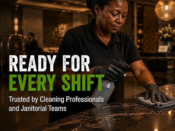 6mil black nitrile gloves for cleaning professionals and janitorial teams