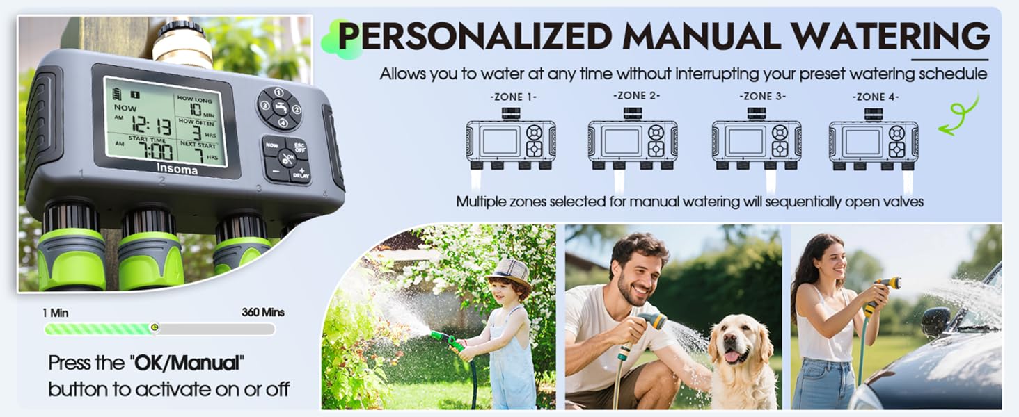 4 zones water timer
