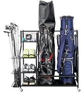Mythinglogic Golf Storage Garage Organizer, Golf Bag Storage Stand and Other Golfing Equipment Ra...