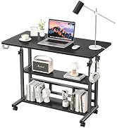 Adjustable Height Standing Desk, Rolling Stand Up Desk with Storage Shelves, 31.5