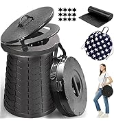 XXL Portable Toilet for Camping,19.7" H Adjustable Folding Toilet with Lid,Carry Bag,Capacity 880...