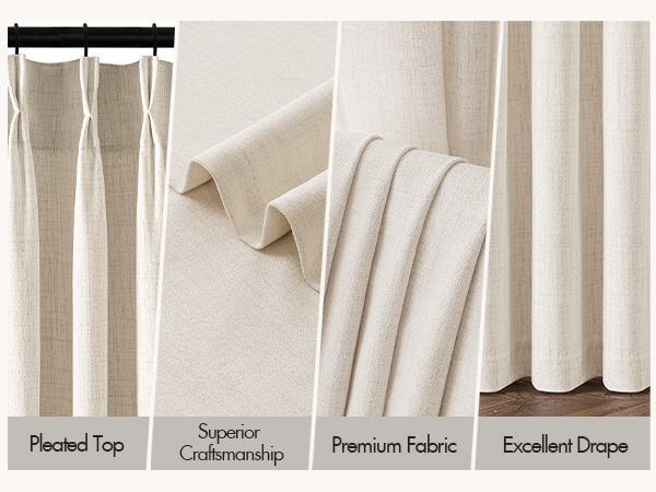 pleated curtains 4 panels
