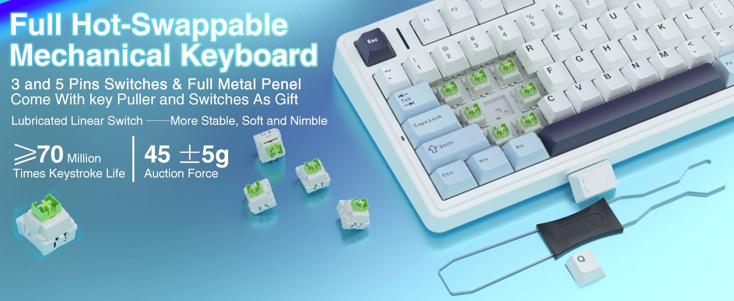 75 percent tkl mechanical gaming keyboard wireless custom keyboard compact hotswap keyboard