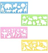 Template for Drawing,4 Pack Clear Ruler Animal-Shaped Stencils Drafting Tools Set Stencil Maker R...