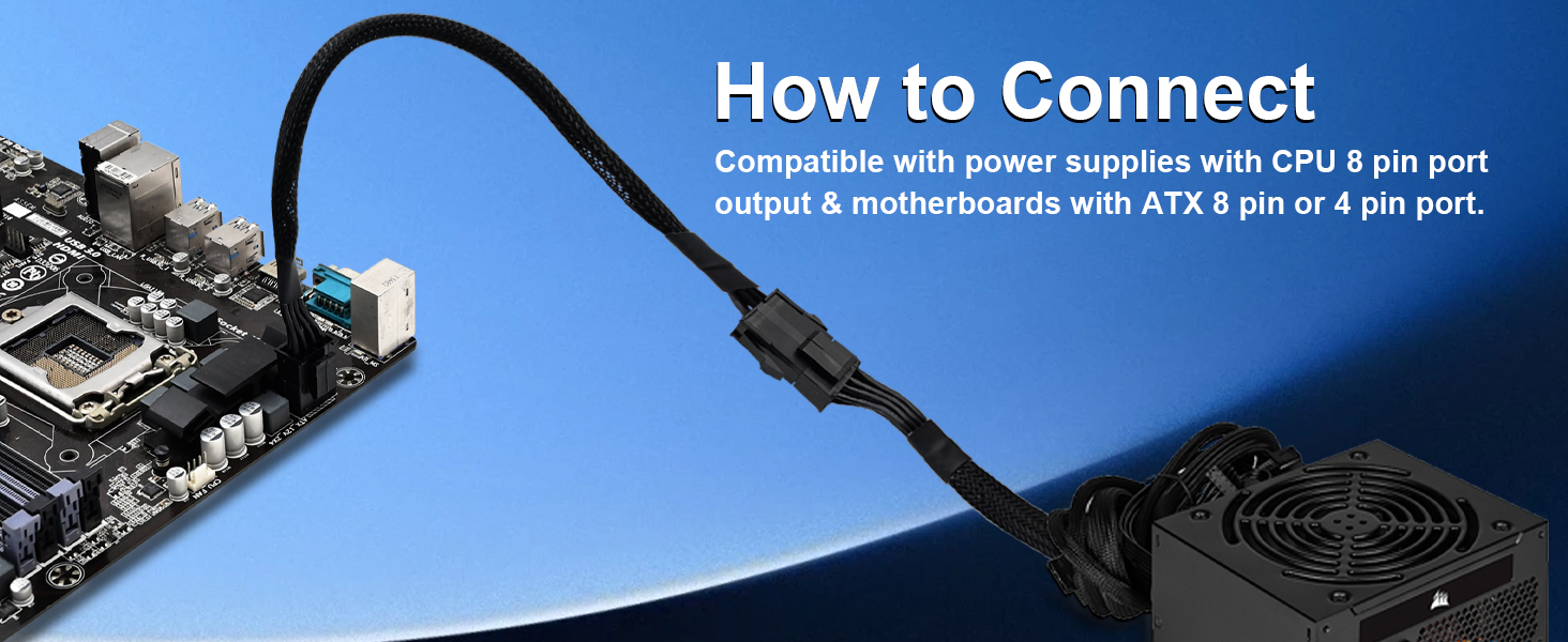 CPU 8(4+4) Pin Extension Power Adapter