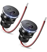 2PCS Gibbab RV USB Outlet All-Aluminum 12V/24V 2 Charging Ports, 36W PD3.0 Type-C+18W QC3.0 Fast ...