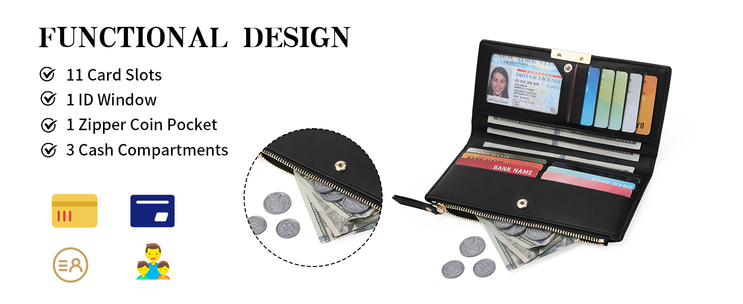 Slim Women Wallet Bifold Ladies Long Purse