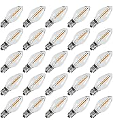 KGC 25Pack C7 LED Christmas Light Bulb, E12 Base Waterproof LED Bulbs for String Light, 0.6W 2200...