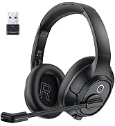 EKSA Bluetooth Headset with Microphone, Wireless Computer Headphone AI-Powered Environmental Nois...