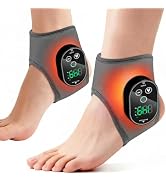 AFDEAL Ankle Heating Pad with Massage, Cordless Heated Ankle Foot Massager for Pain Relief – 4 He...