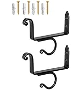 COOMIN Curtain Rod Bracket Set of 2, Black Heavy Duty Curtain Rod Holders Fit Max 1.2'' Rods, Max...