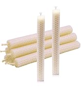 DEYBBY Natural Beeswax Taper Candles,8inch Dripless and Smokeless White Bee Wax,4Hour Burn Time F...