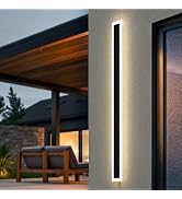 L LOHAS LED 59inch Long LED Modern Outdoor Wall Light, Black Rectangular Outdoor Wall Lights Exte...