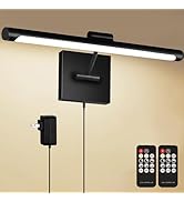 NEWREACH 16.53" Plug in Picture Light with 2 Remote Control, 12W Dimmmable LED Art Light with 10F...