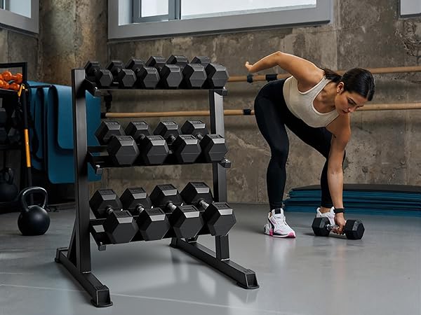 CAP Dumbbell set with storage rack for home gym organization