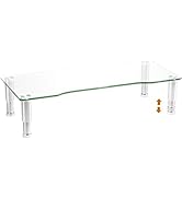 Clear Computer Monitor Riser with Height Adjustable Multi Media Desktop Stand for Flat Screen LCD...
