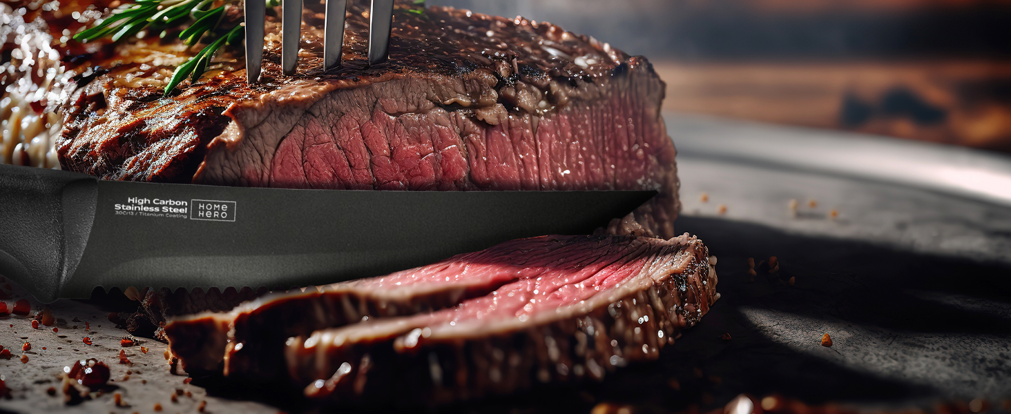 Durable knives for easy and effortless cutting. Perfect for steak dinners.