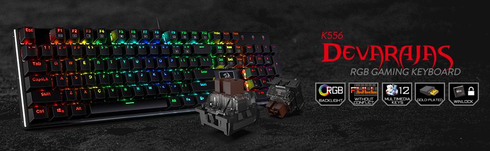 Redragon K556 mechanical keyboard RGB metal frame for gaming adds durable style